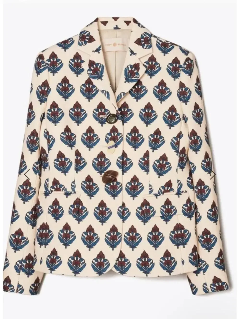 Tory Burch Printed Twill Crepe Blazer Floral Jacket Heritage Prep Grandmillennia